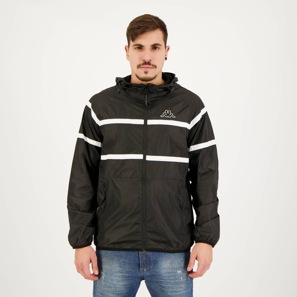 Jaqueta Kappa Corta-Vento Logo Sport Preta Jaqueta Kappa Corta-Vento Logo Sport Preta