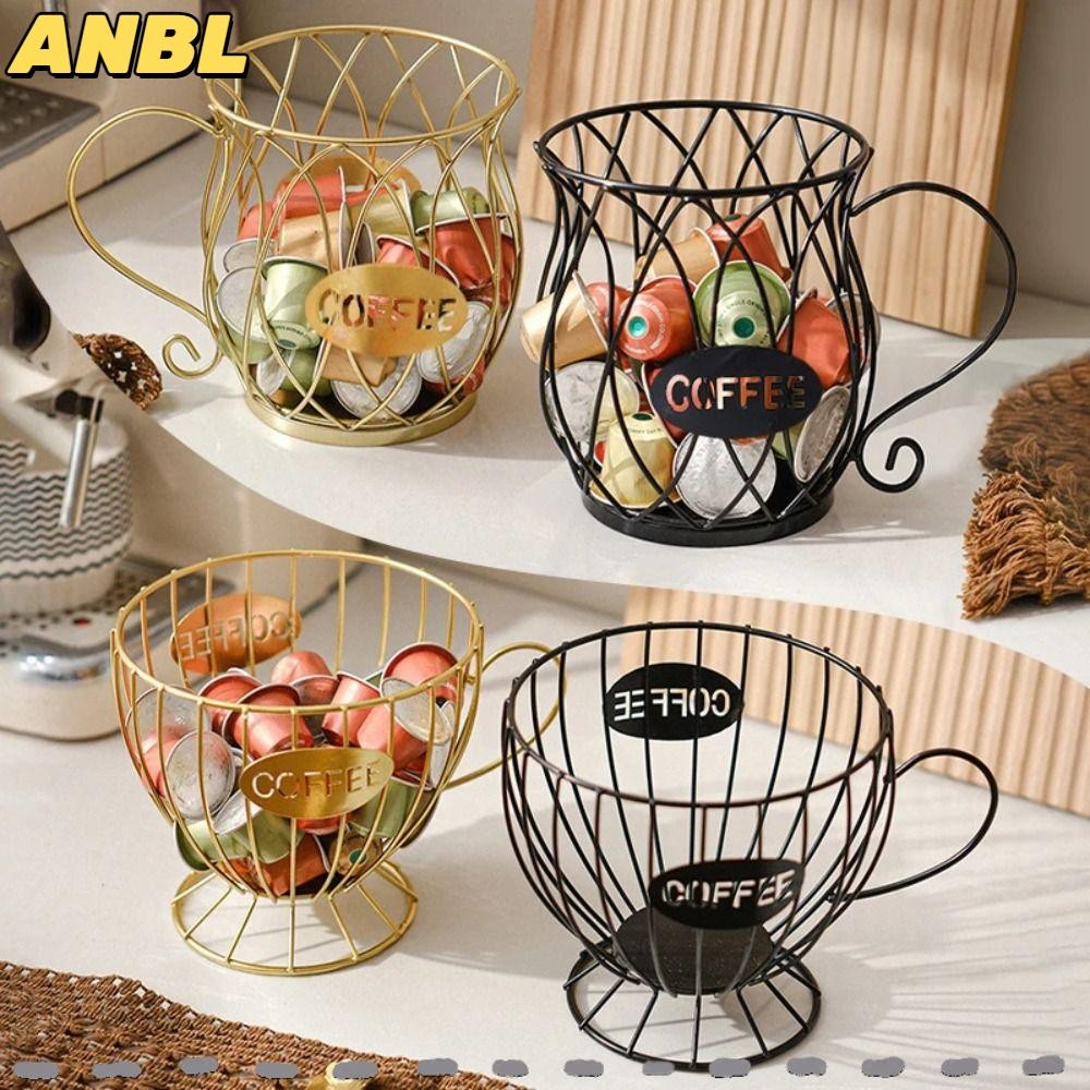 Porta Cápsulas De Café ANBL , Ferro Gold/Black Expositor Hollow Out Rack Fruit