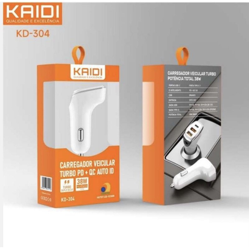 Desconto Carregador Veicular Turbo Fonte com 3 Saídas com Cabo para Type-C/IOS PD USB 38W Qc 3.0