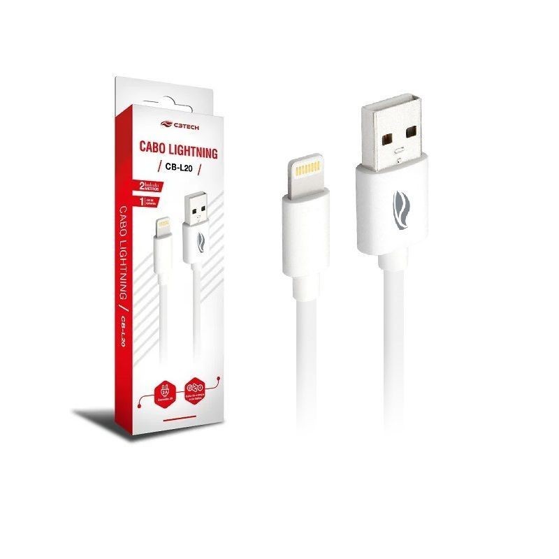 Cabo Smartphone C3Tech Usb-Lightning 2M 2A Cb-L20Wh