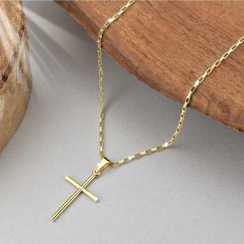 Colar masculino banhado a ouro 18k com corrente e pingente de cruz com uma cruz e moedas antigas. em Oferta na Shopee