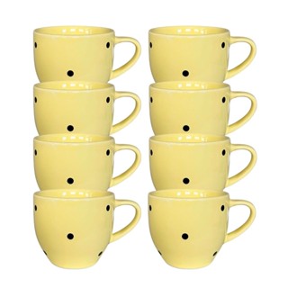 Kit 8 Xícaras Paris Amarela Decoradas Bolinhas Poá 170 Ml em Oferta na Shopee