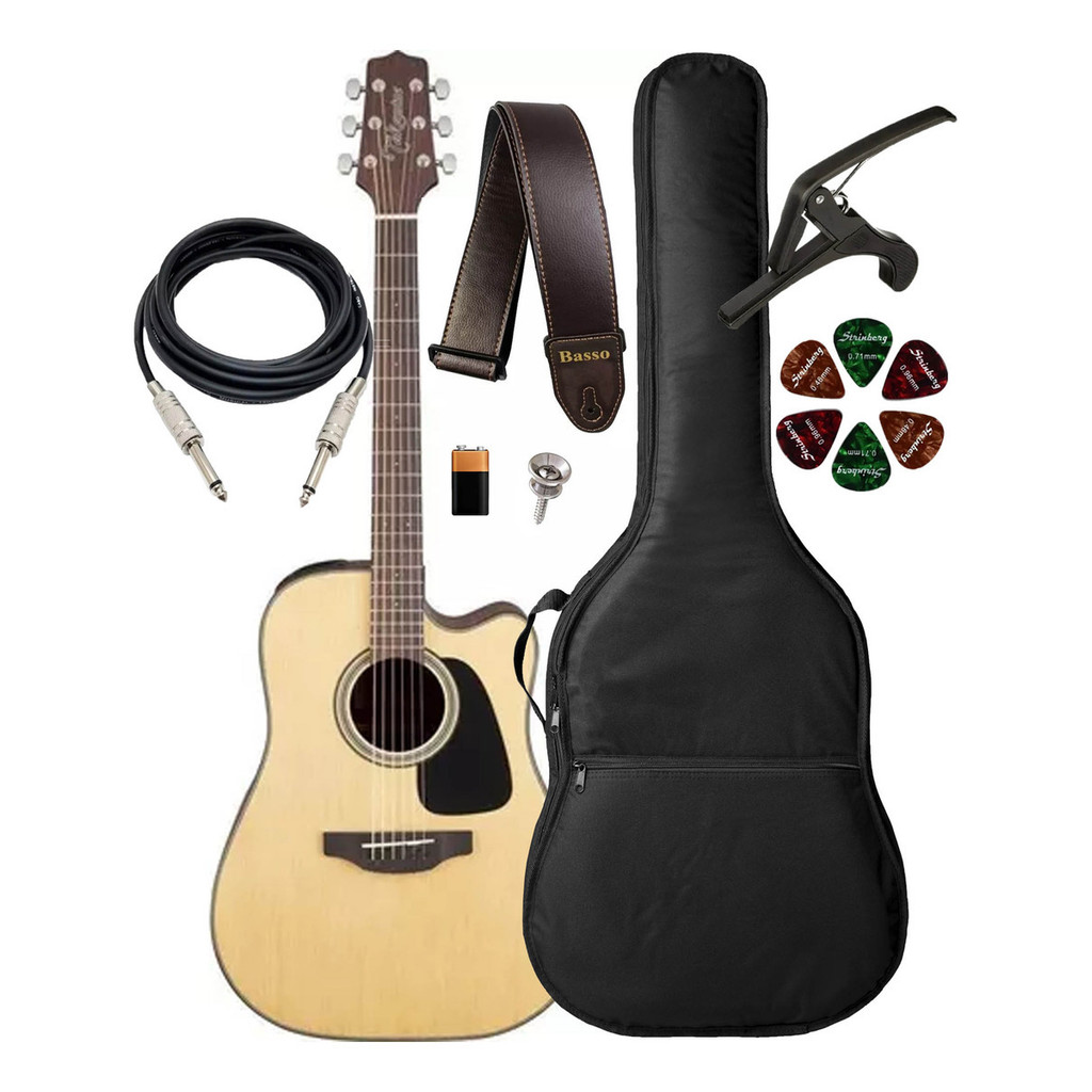 Takamine Folk Gd12ce Violão Aço Natural Fosco Cp Luxo E Kit em Oferta na Shopee
