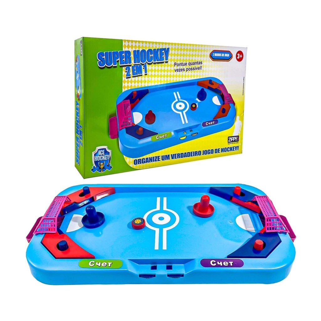 Brinquedo Infantil Super Hockey 2 em 1 Air Hockey e Futebol De Mesa Zippy Toys - 8339 em Oferta na Shopee