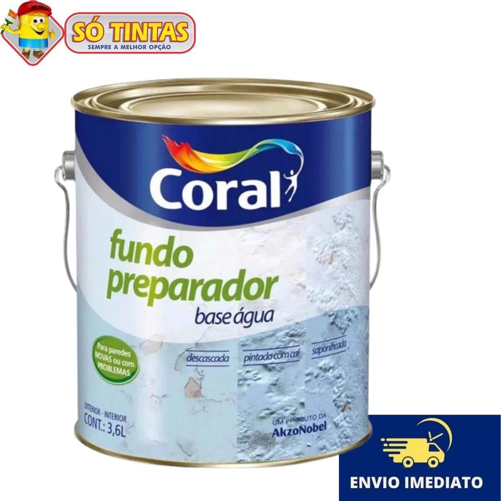 Pré Pintura Fundo Preparador Base Água Incolor 3,6 Litros  - Coral em Oferta na Shopee