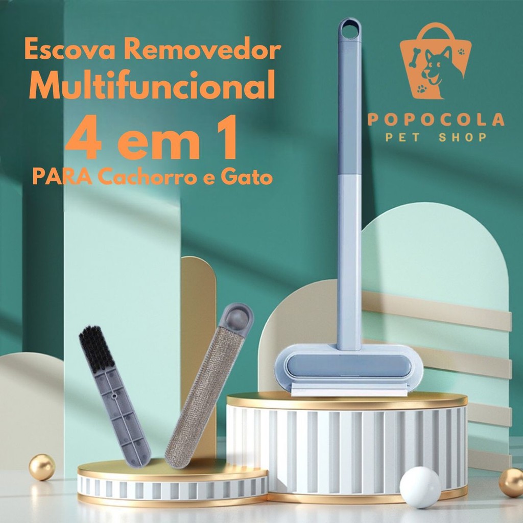 Escova Removedor 4 em 1de Pelos Cachorro Gato Multifuncional Roupas Remoção De Pó em Oferta na Shopee