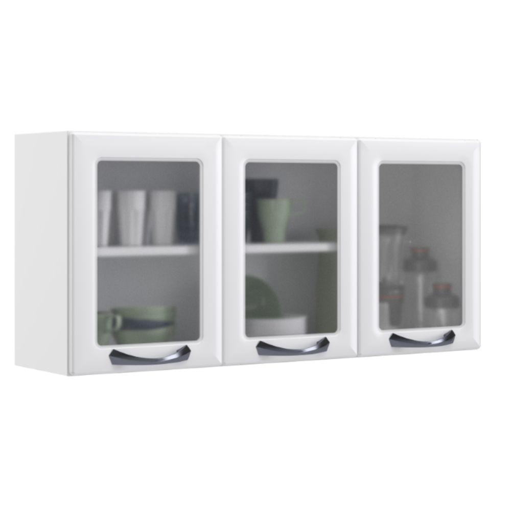 Armário de Cozinha Aéreo Itatiaia Aço 3 Portas Com Vidro New Premium Branco Neve em Oferta na Shopee