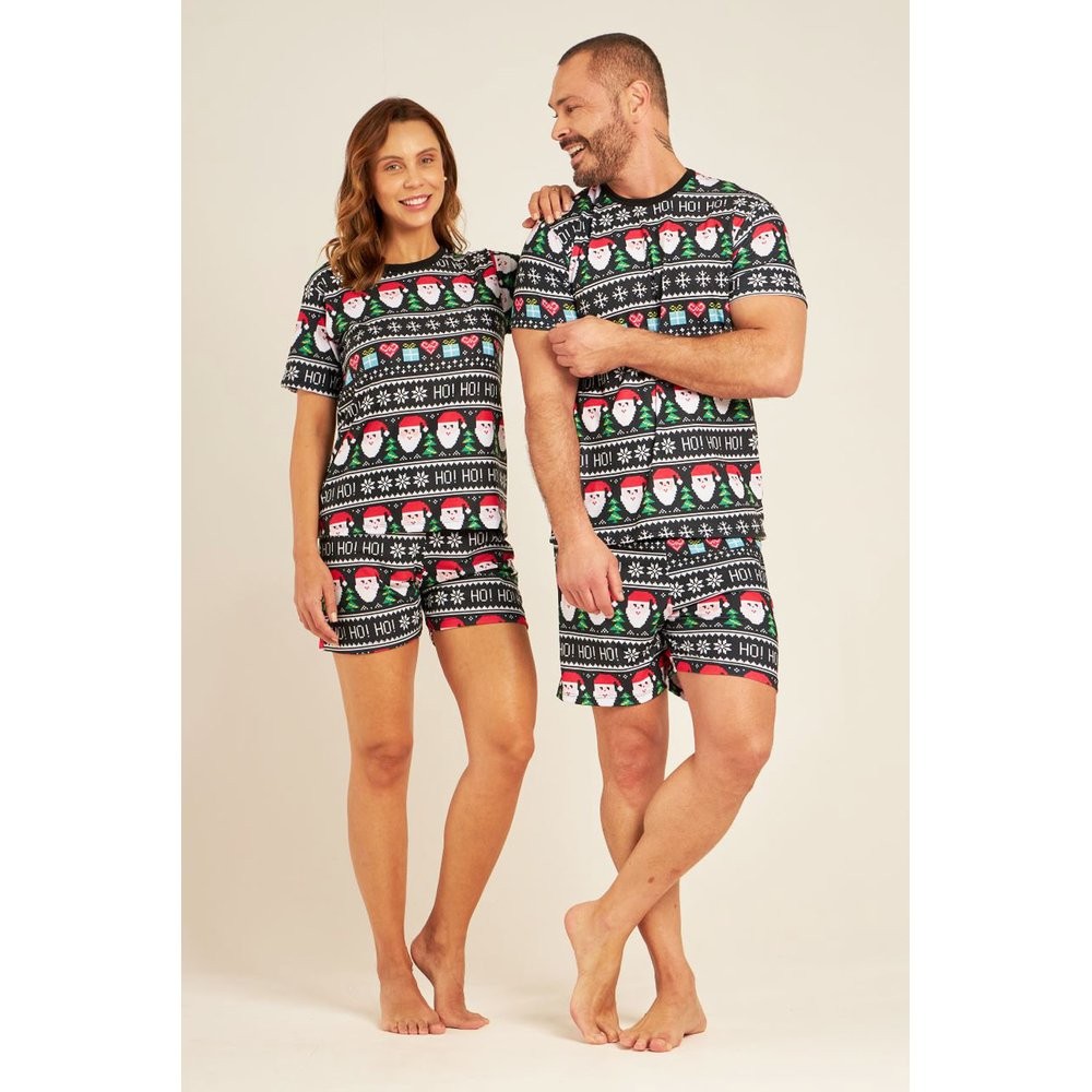 Pijama Casal Curto Natal Black