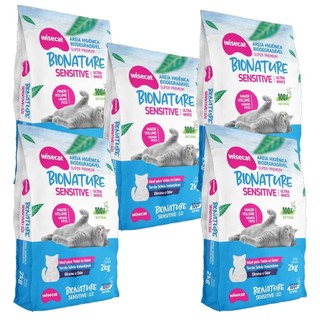 Areia Higiênica De Mandioca Para Gatos Sensitive 2kg kit 5Un