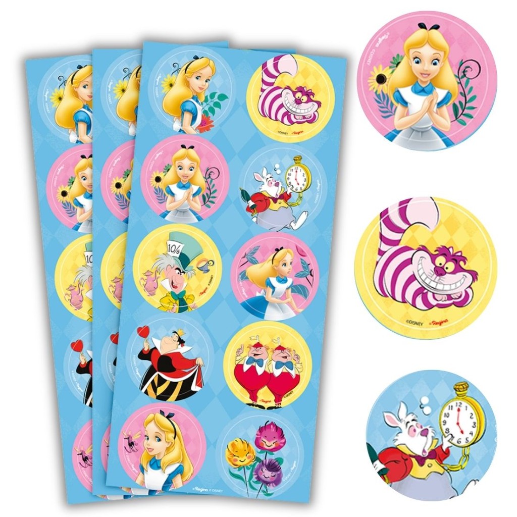 30~120 ADESIVO  ALICE NO PAIS DAS 0 MARAVILHAS REDONDO.  Regina - Stationery