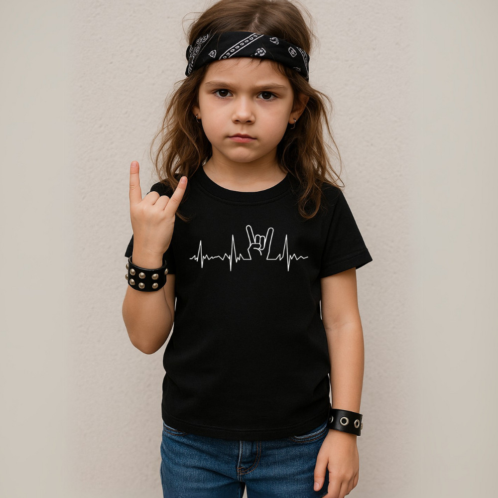 Camiseta Infantil Unissex Estampada Batidas Rock 032 Blusinha Gola Redonda Manga Curta 100% Algodão