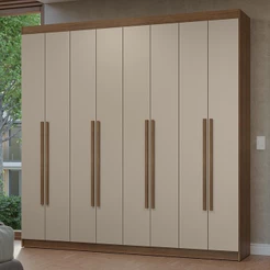 Guarda-Roupa Casal 8 Portas Batentes Rustic/Crema/Rustic Netuno Madesa