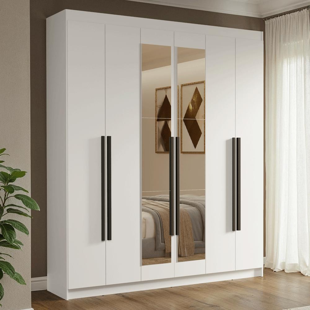 Guarda-Roupa Casal 6 Portas Batentes com Espelho Venus Madesa B