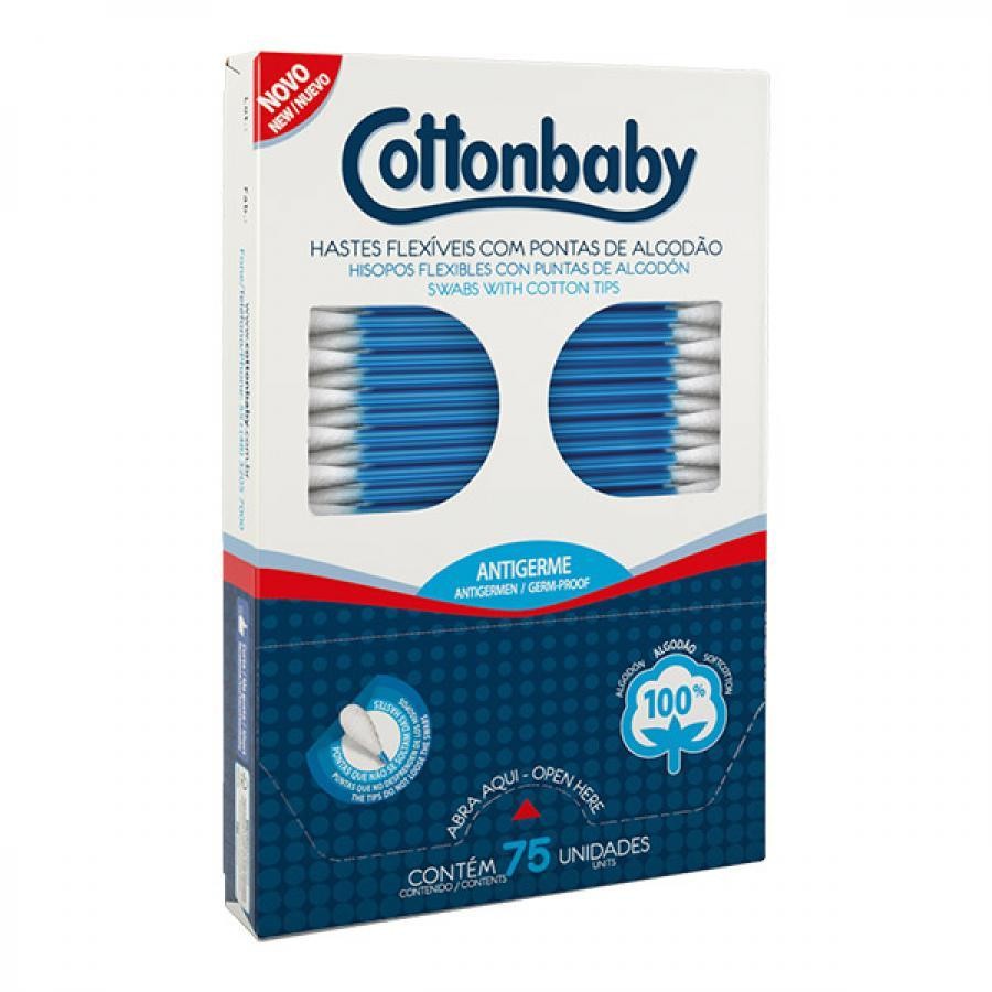 Hastes Flexíveis Cotton Baby c/75un em Oferta na Shopee