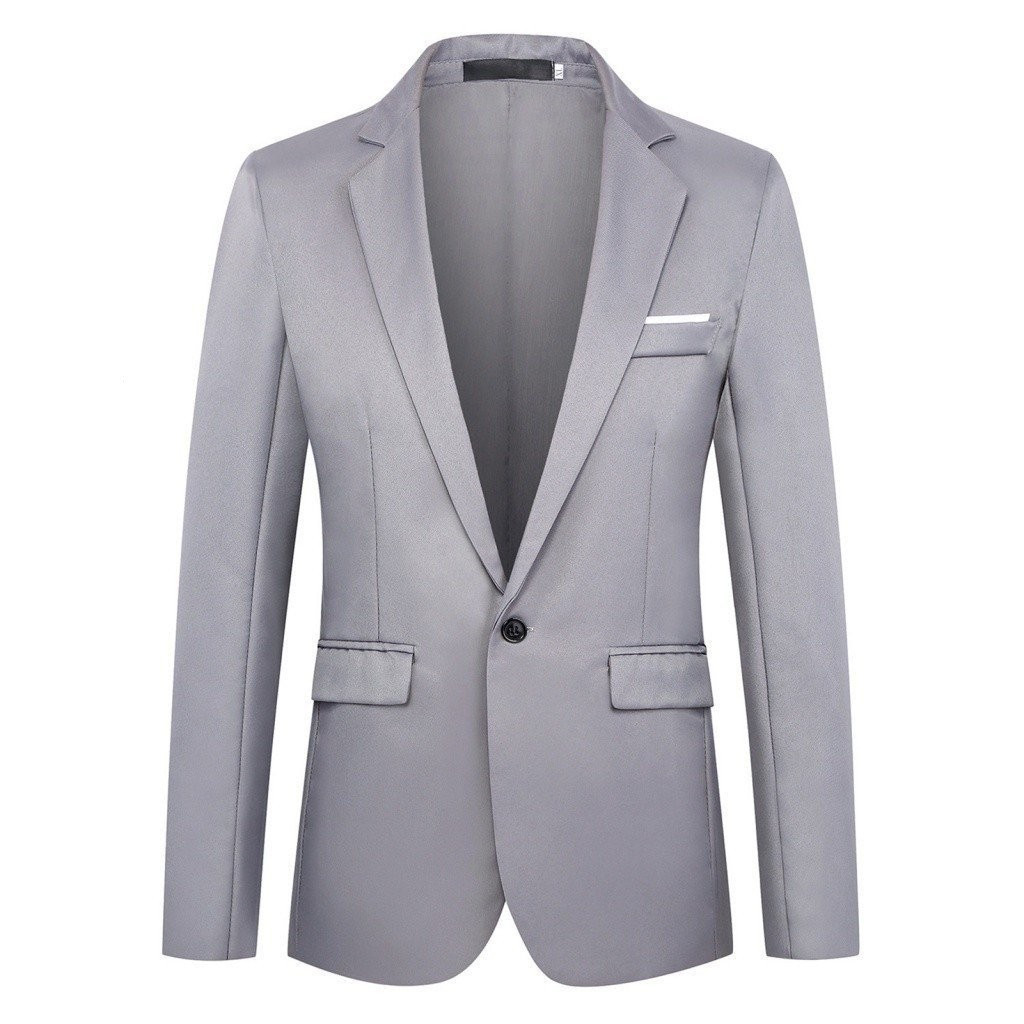 Homens Da Moda Cor Sólida Manga Longa Lapela Slim Fit Blazer Suit Coat Outwear
