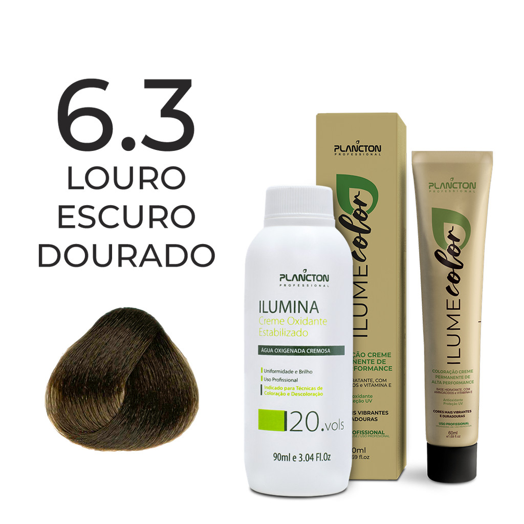 KIT ILUME COLOR PLANCTON - 6.3 LOURO ESCURO DOURADO + OX ILUMINA 20V