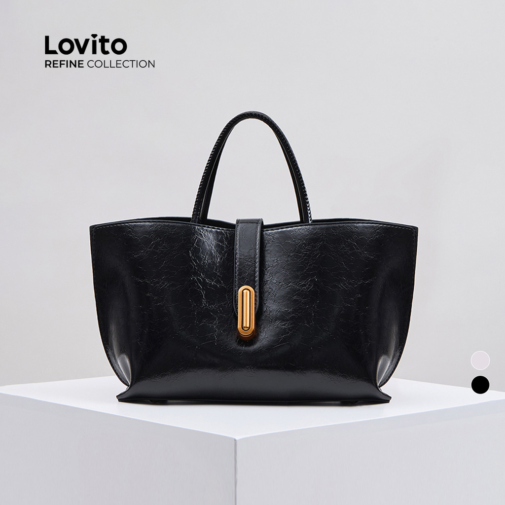 (Lovito Refine) Balde liso Casual com textura simples Bolsa de ombro para mulheres LFAR6113 em Oferta na Shopee