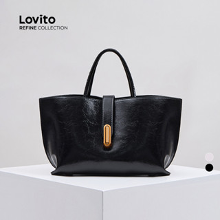 (Lovito Refine) Balde liso Casual com textura simples Bolsa de ombro para mulheres LFAR6113 em Oferta na Shopee