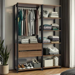 Guarda-roupa Closet Modulado Valencia Rustic/Preto Madesa Xa