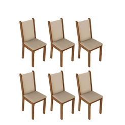Kit 6 Cadeiras Rustic Crema Pérola Madesa 4291