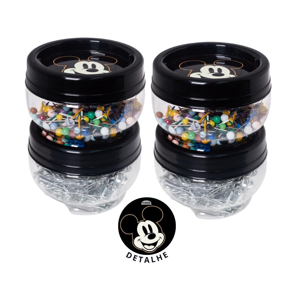 Kit 4 Organizadores Mickey Preto Empilháveis Gire Trave Plasútil em Oferta na Shopee