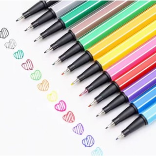 KIT Com 12/24 Cores Canetas Coloridas Fine Line Ponta Fina Fineliner 0.4mm 1ª Linha