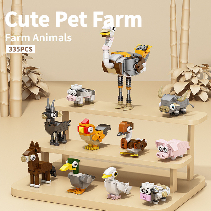 Compatível Com LEGO Animais De Estimação Fofos Fazenda Quebra-Cabeça De Desenho Animado Blocos De Construção Brinquedos 