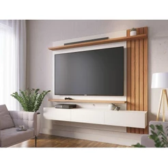 Painel Para Tv Home Suspenso Ambiente Juriti 1.8 Off White Matte Freijó – Colibri