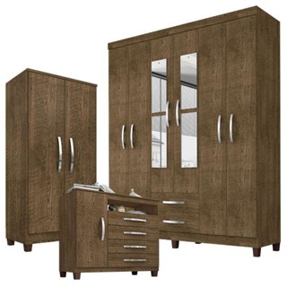 Guarda Roupa Casal Modena Com Espelho 6 Portas Cômoda Sapateira Cannes E Armário Multiuso Recife Malbec - Incorplac em Oferta na Shopee