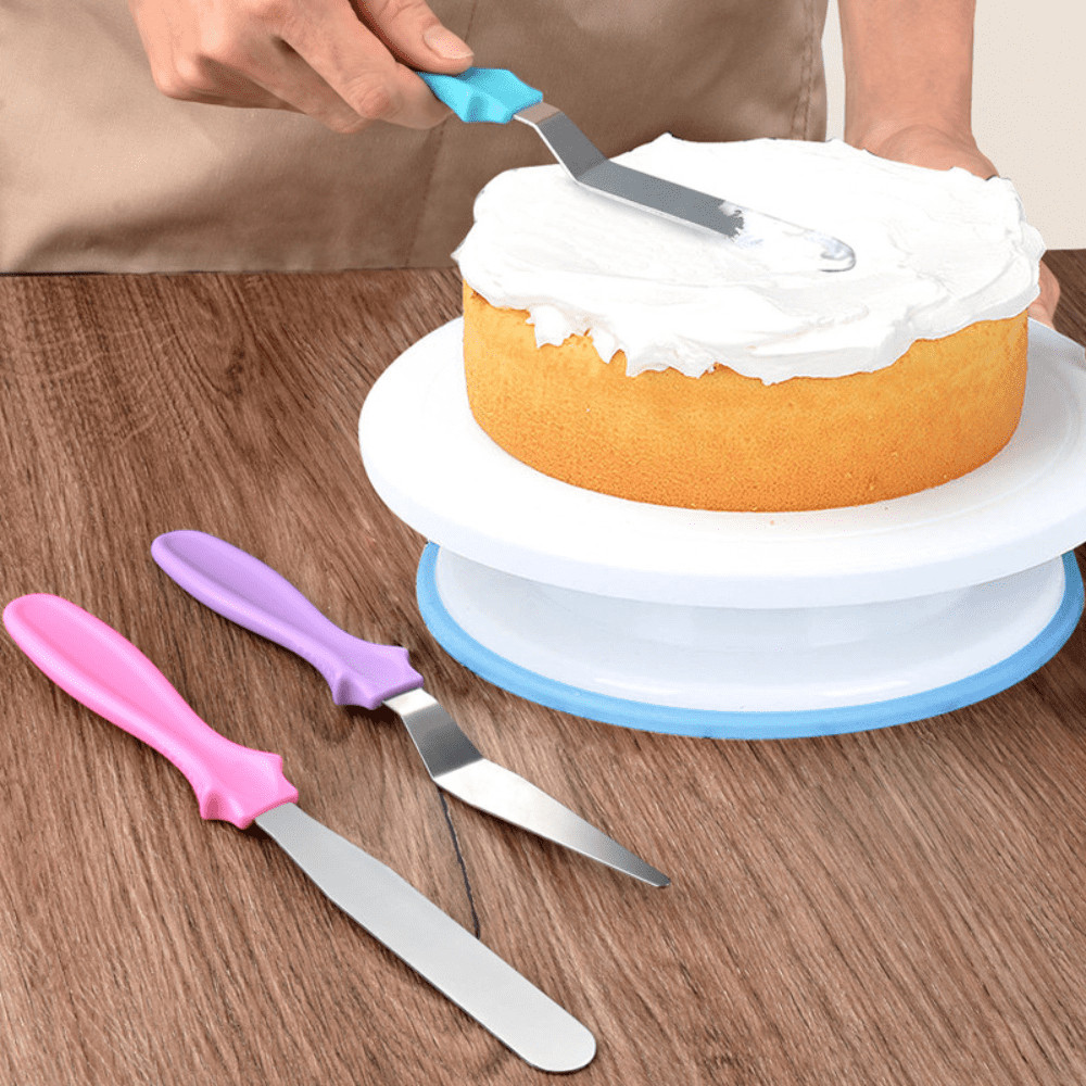 Espátula De Bolo Inox 3 Peças Espatula Confeitaria Alisar Bolos Decoração Doces Torta Chantilly