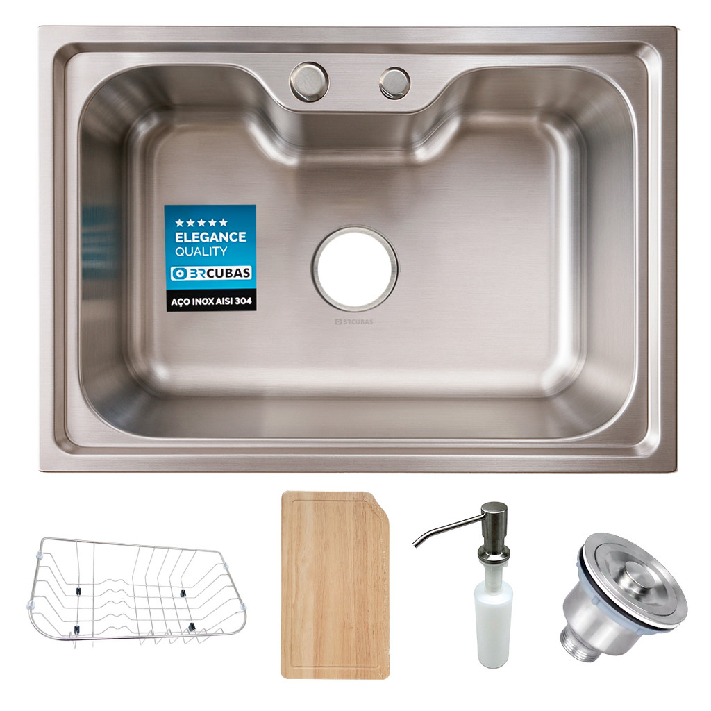 Kit Cuba 62X43 + Acessórios Cozinha Gourmet em Aço Inox 304