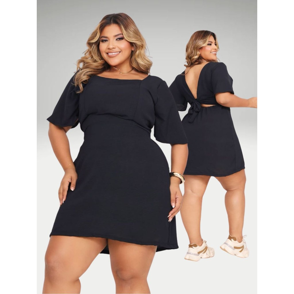 Vestido Plus Size com Forro Feminino Elegante Casual em Oferta na Shopee