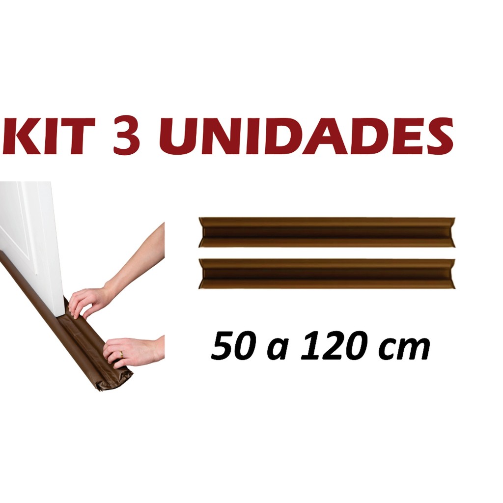 Kit 3 Protetor de Porta Veda Porta Impermeavel contra Insetos e Poeiras Ajustavel de 70 A 120 cm