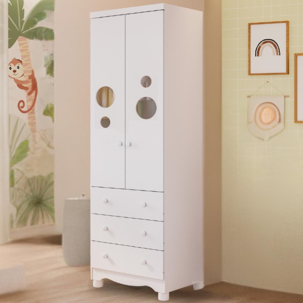 Guarda Roupa Infantil Bolinha 2 Portas 3 Gavetas 100% MDF em Oferta na Shopee
