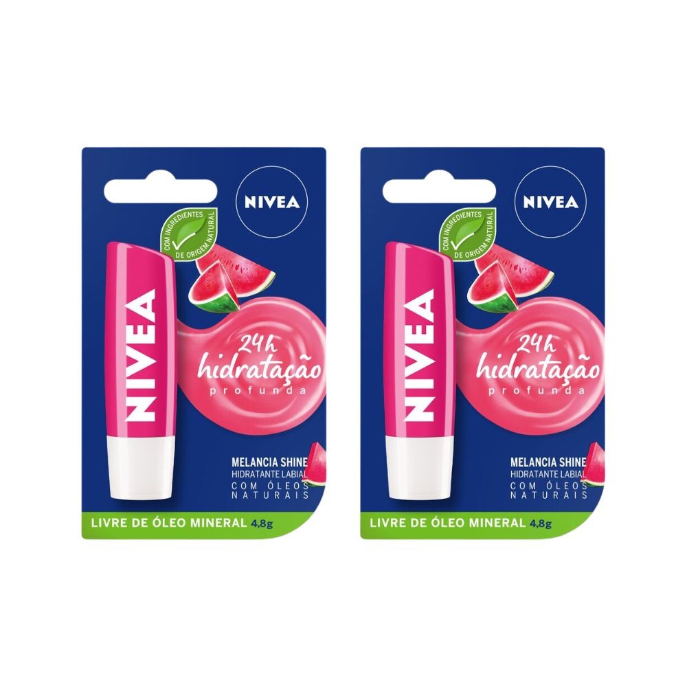 Kit 2 Hidratante Labial Nivea Melancia Shine 4,8g - Beauty