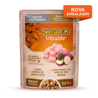 Sachê Special Cat Para Gatos Adultos Castrados 85gr sabor Frango e Batata-doce