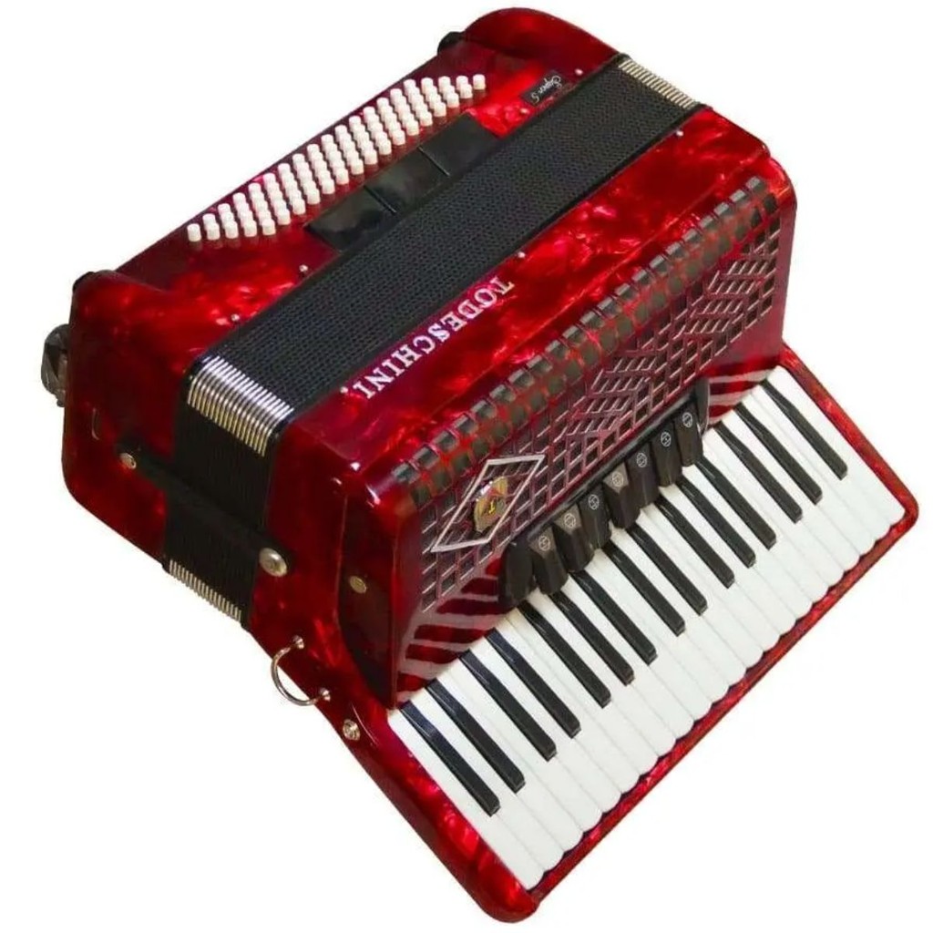 Sanfona Acordeon Todeschini YW870 37 Teclas E 80 Baixos Vermelho Com Bag