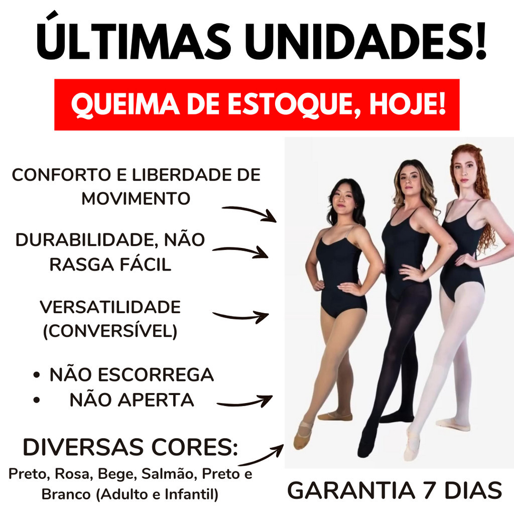 Meia Calça de Ballet Conversível Fio 80 Suplex Adulto ou/e Infantil, Meia Calça de Ballet Suplex Profissional e Durável em Oferta na Shopee
