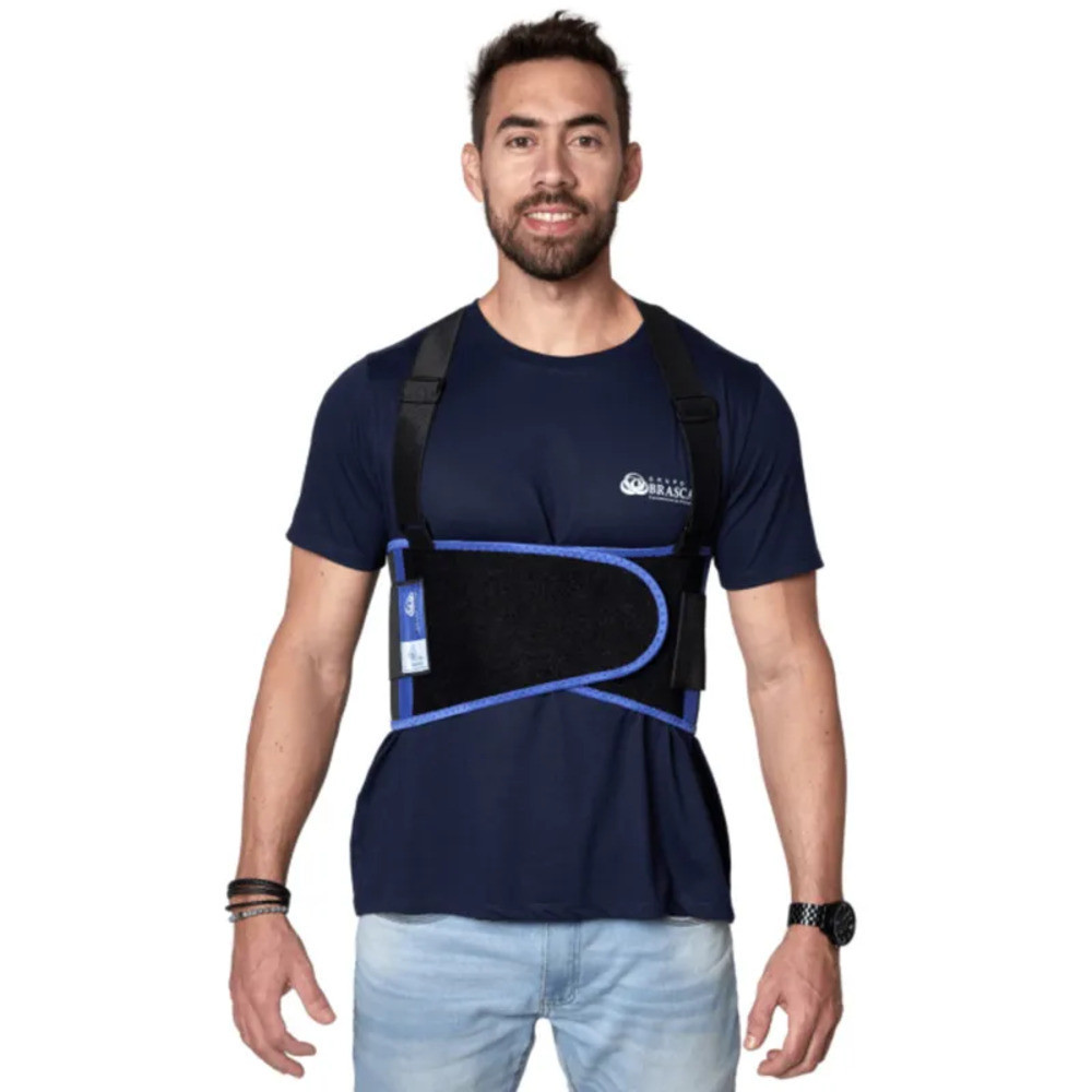 Cinto Ergonômico Lombar Preto c/ Detalhe Refletivo Brascamp
