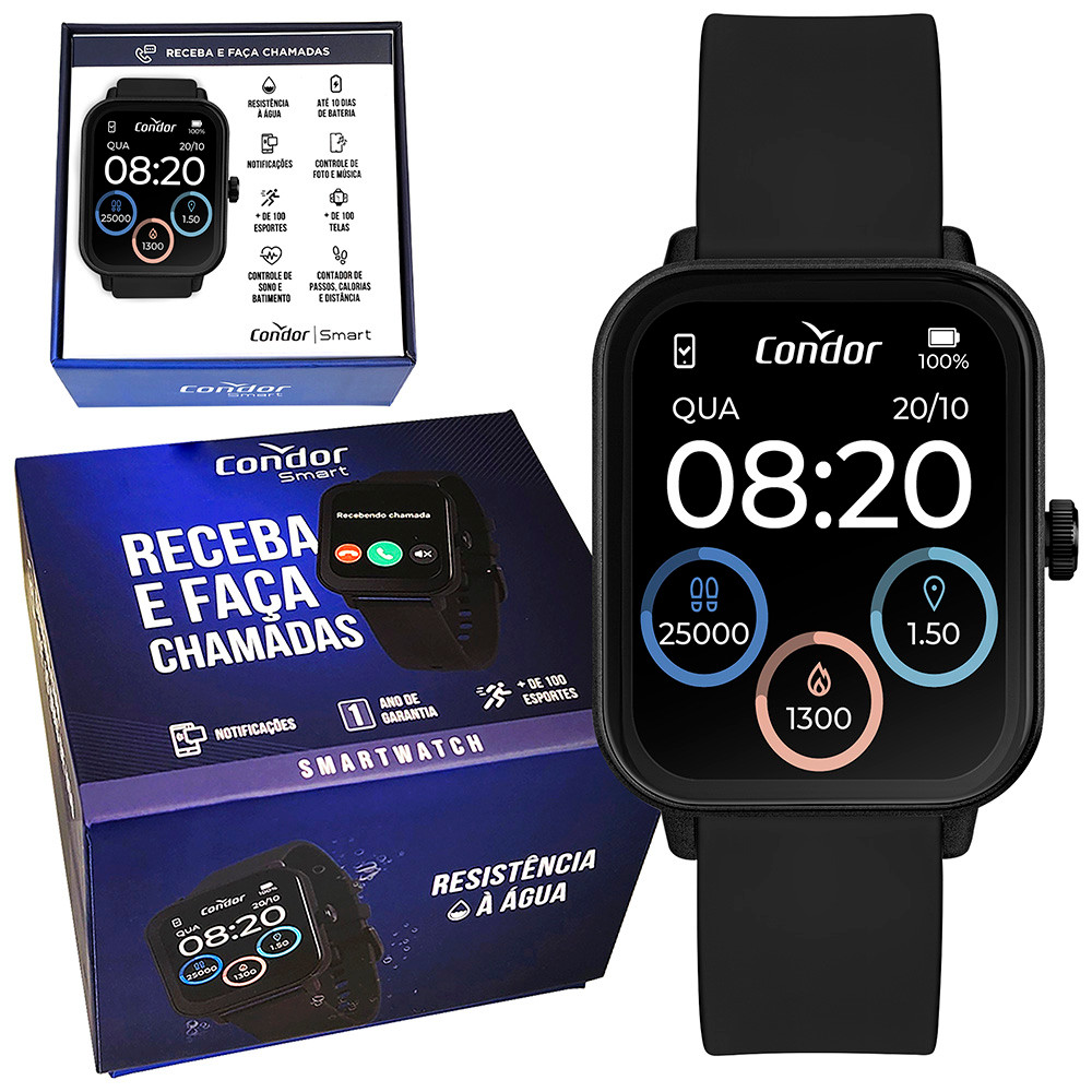 Relógio Smartwatch Condor Preto Digital Original Inteligente em Oferta na Shopee