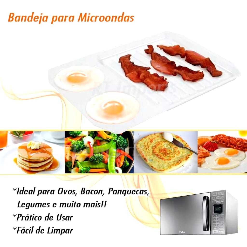 Kit 2~5 Bandeja Microondas Panelas Bacon Rack Ovo Asse Carne Porta Alimento Café Da Manhã Utensílio