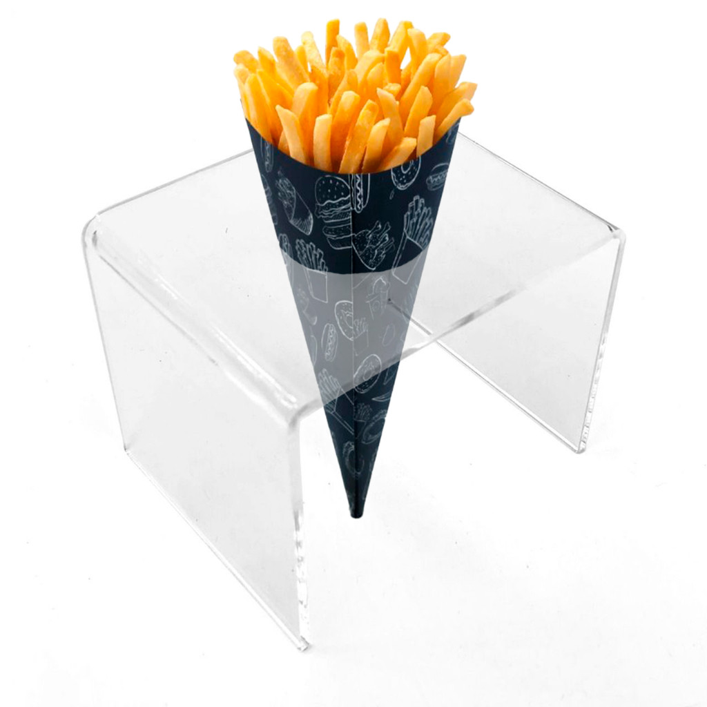 Porta Sorvete Casquinha Acrílico Pizza Cone Temaki Doces 1 Cone Furo