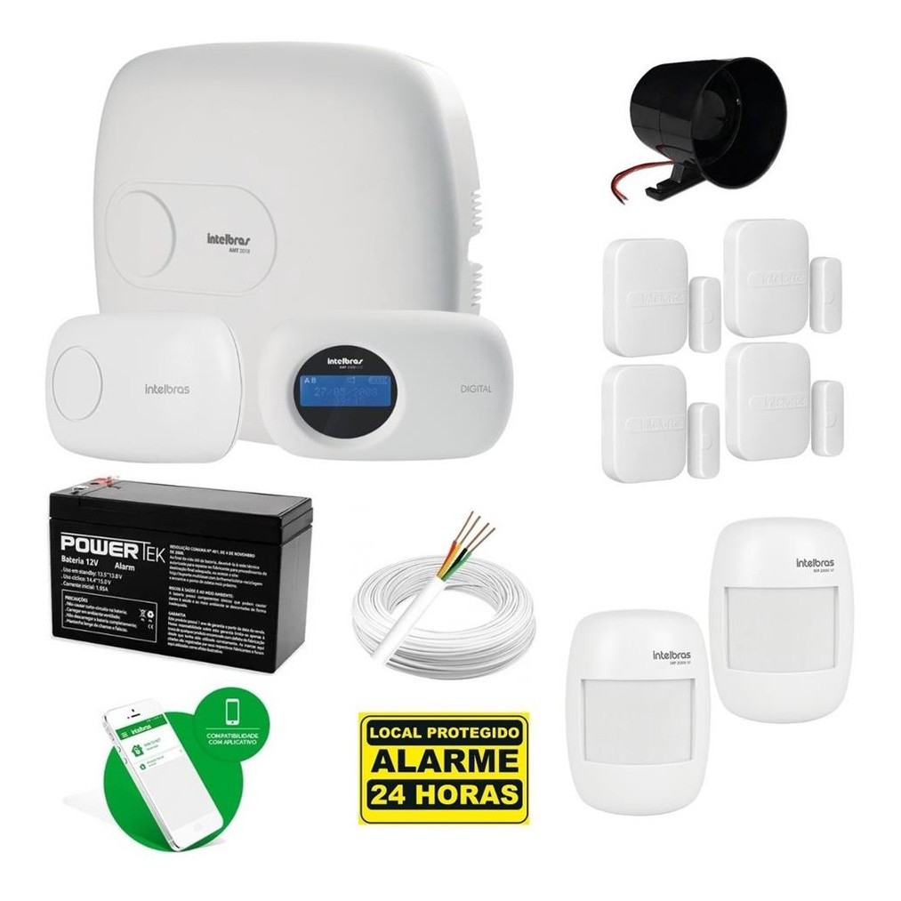 Kit Alarme Intelbras AMT 1016 NET + XAR 4000 + Teclado XAT 3000 + Sensores: Controle Total!