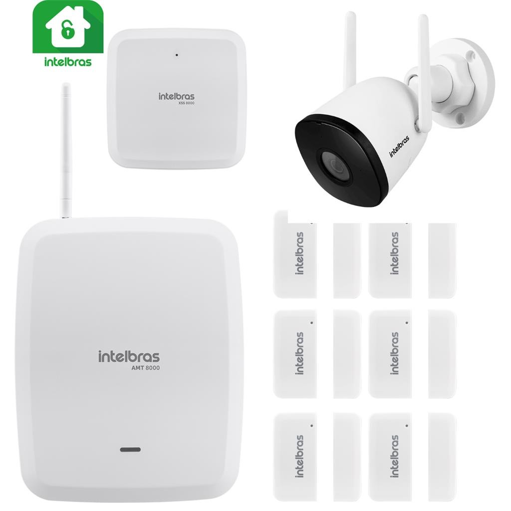 Kit Alarme Sem Fio Intelbras AMT 8000 + 6 Sensores + Câmera Full HD Externo | Si