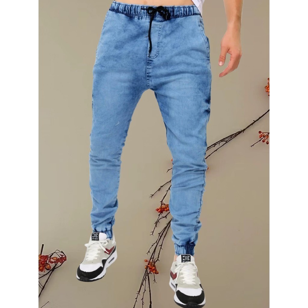 Calça Jogger Jeans Masculina Azul Marmorizado em Oferta na Shopee