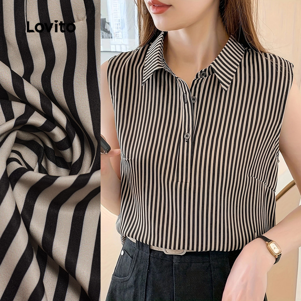 Lovito Camisa Casual com Top Button Confortável e Macia Ideal para Primavera/verão para mulheres L138ED389 em Oferta na Shopee