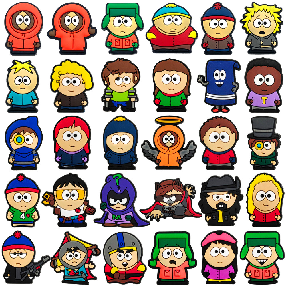 MEIDJ Encantos De Sapato 30 Cartoon Padrão Decorações Acessórios De PVC Com Botão