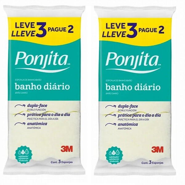 Kit com 6 Esponja de Banho Diario Ponjita Amarela em Oferta na Shopee