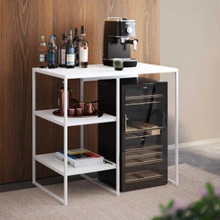 Aparador Adega Industrial Bar Barzinho Bourbon Aço Branco 80 Cm