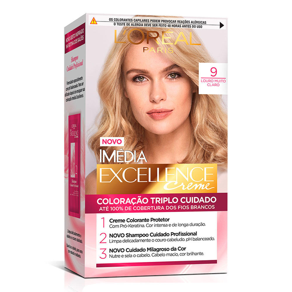 Tintura Creme Imédia Excellence L'oréal Louro Muito Claro 9 Kit - Beauty